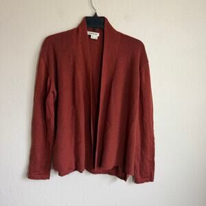 Orvis 100% Merino Wool Rust Orange Open Front Cardigan Womens M